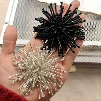 

Exquisite string 3D flower Tube beads patch cloth stickers DIY Handmade rice beads applique sweater coat head jewelry material