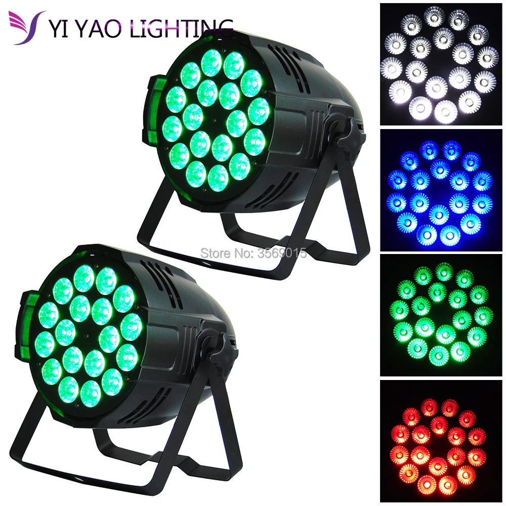 

2pcs/lot Aleacion aluminio 250W RGBW 18 LED par light DMX512 Sound control colorful stage light for music