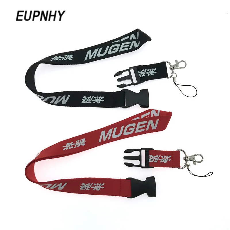 

EUPNHY Black Red Mugen Car Logo Detachable Lanyard Fashion Mobile Phone Keys ID Badge USB Holder Hanging Straps