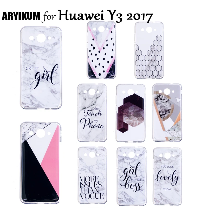 ARYIKUM TPU чехол для Huawei Y3 Y 3 2017 Y32017 CRO-L22 CRO-U00 5 0 дюймов мраморный Мягкий силиконовый