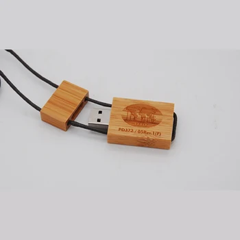 

10PCS/LOT Necklace Wooden USB flash drive pen drive USB 2.0 Real 4GB 8GB 16GB 32GB memory stick gift with Custom logo Printing