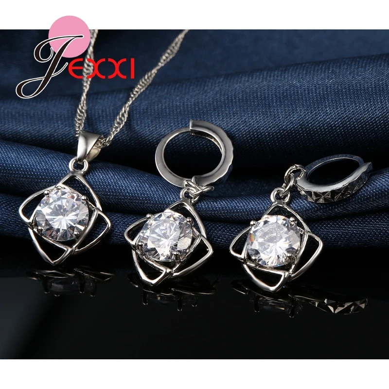 Heißer 925 Sterling Silber Cubic ia Blume Anhänger Erklaerung Halskette Tropfen Ohrringe für Frauen Brincos Kragen Schmuck Set