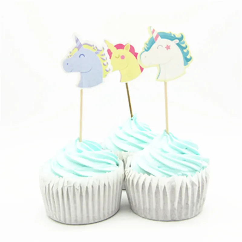 24 шт./лот Единорог кекс ботворезы выбирает для Happy День рождения baby shower декор для мальчиков и девочек рождественские украшения для дома торт