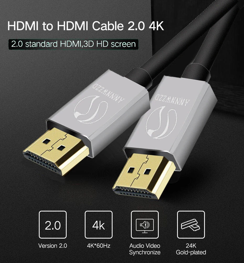 Кабель HDMI плетеный шнур Ультра высокая скорость Позолоченные разъемы Ethernet и аудио возврат видео HD 1080p 3D