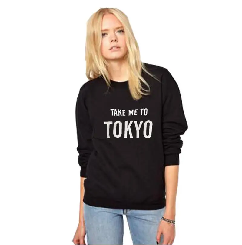 Женский Повседневный Спортивный костюм с надписью Take Me To TOKYO модный свитер