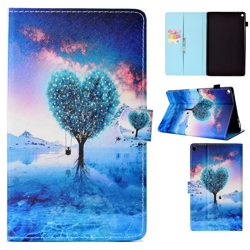 

Tablets Case For Amazon Kindle Fire HD10 HD 10 2017 10.1 inch Cover Fashion painting Leather Wallet Bags Card Dormancy function
