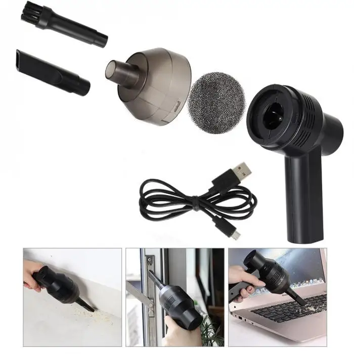Mini USB Rechargeable Vacuum Cleaner Computer Keyboard Brush Nozzle Dust Collector Handheld Sucker Clean Kit MU