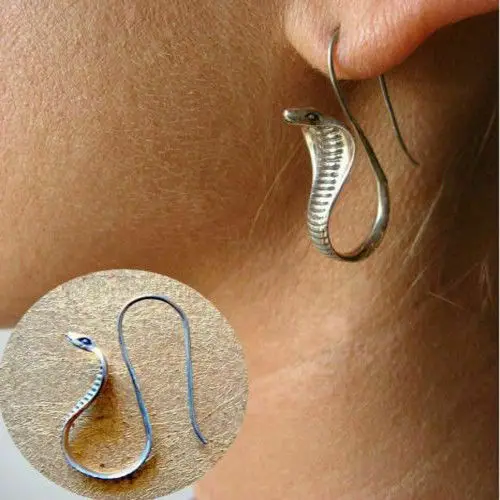 

2PCS/ Set Punk Vintage Design Funny Geometric cobra Snake Drop Dangle Earrings Cobra Animals Ear Hook Jewelry