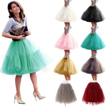 

2019 Summer Casual Women's 5 Layers Women A Line Tulle Tutu Skirt Party Princess Ballet Skirt