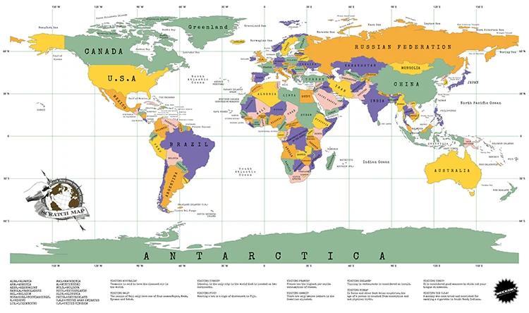 1 шт Скретч Карта карта мира 88x52 см