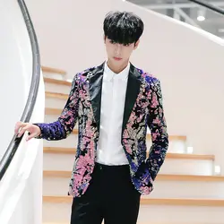 2019 новый высококачественный мужской костюм куртка Slim Fit Мужское пальто для сцены Модный повседневный ночной клуб KTV блейзер для мужчин