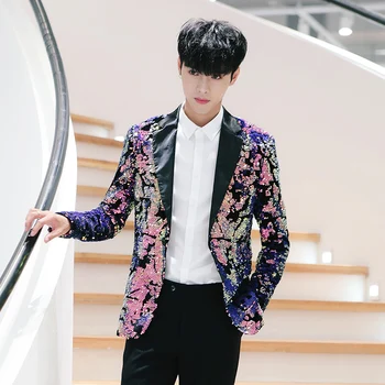 

2019 New High-end Men Suit Jacket Slim Fit Men Stage Coat Fashion Casual Nightclub KTV Blazer for Man