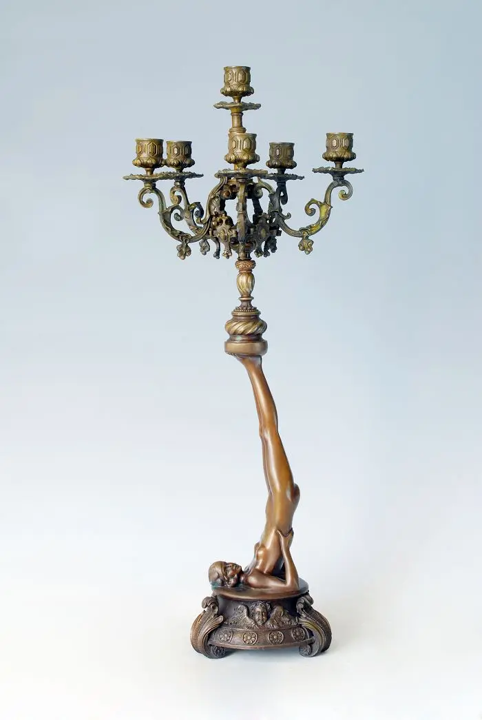 ATLIE Bronzes Classical Skilled girl statue Bronze Candle Holder