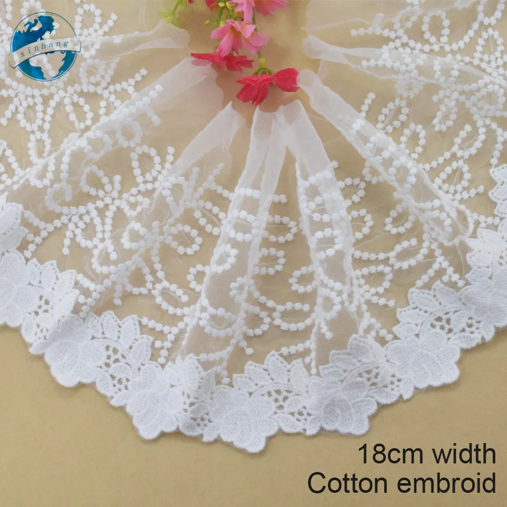 

18cm wide Cotton embroid lace edge sewing ribbon guipure trim wedding lace DIY Garment Accessories french african doll lace#3963