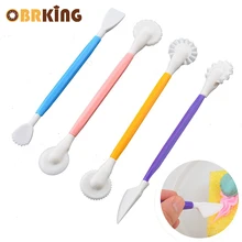 UPSPIRIT Пластик торт Скульптура ручка 4 шт./компл. два конца гравировка украшения ручка торт Масла резиновый стержень ручка-кисть инструмент для выпечки набор