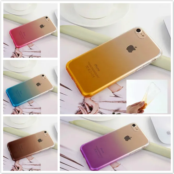 Thin transparent gradient colors soft TPU silicone case