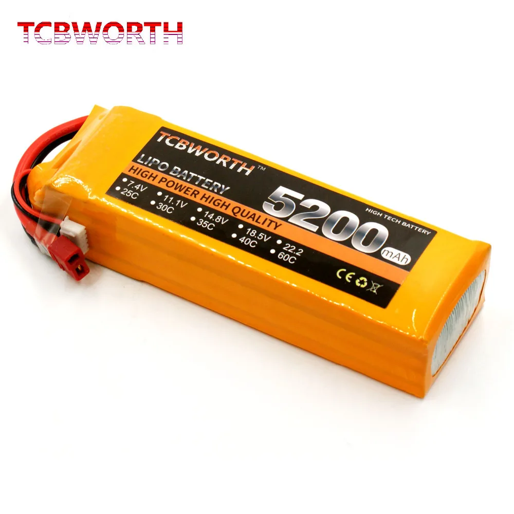 

TCBWORTH RC LiPo battery 4S 14.8V 5200mAh 40C-80C For RC Airplane Quadrotor Drone Car Boat AKKU 4s Toy Batteries LiPo AKKU