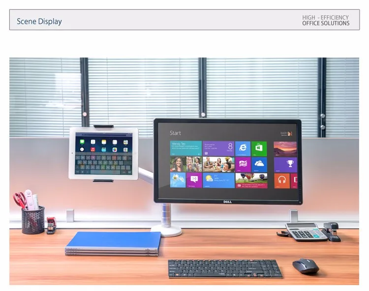 Oa-8 Desktop clampping полный движения Высота Регулируемый двойной Arm Планшеты PC держатель + одна рука Держатели мониторов Планшеты pc стенд