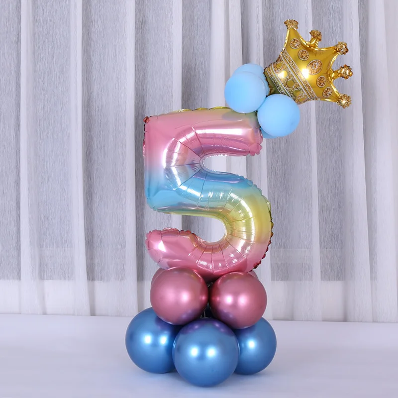 17pcs 1st Birthday Balloons Rainbow Number Balloon Blue Pink Happy Birthday Party Decoration Kids Boy Girl Party Ballon PAT54 (4)