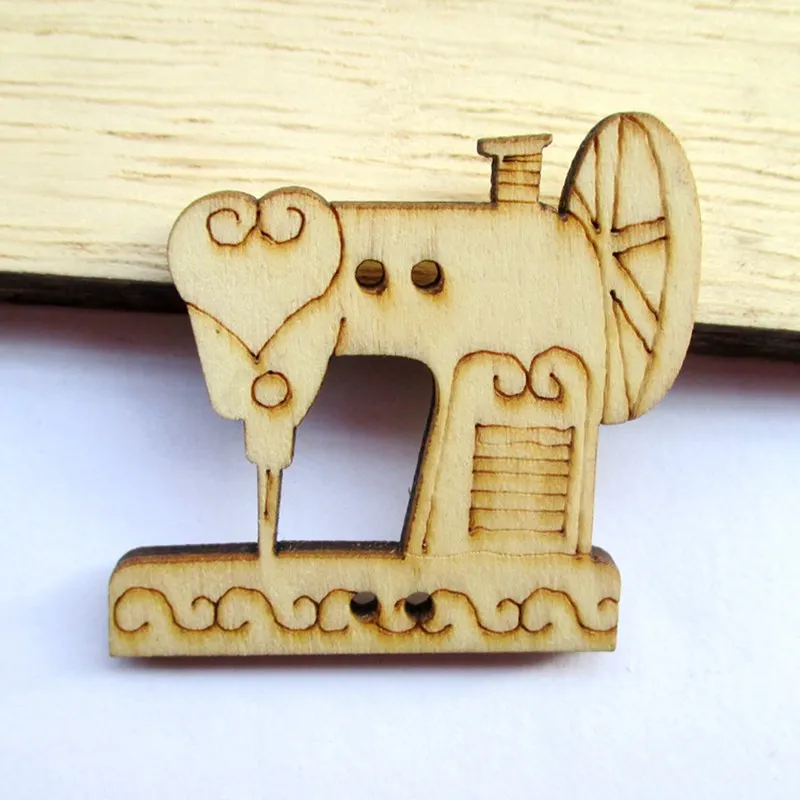 Buy 50pcs/set sewing machine shape Wood chip Laser