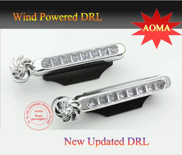 

NewArrival,Free shipping New 2PCS 8 LED wind power Universal Car Light wind energy auto lamp DRL no power required