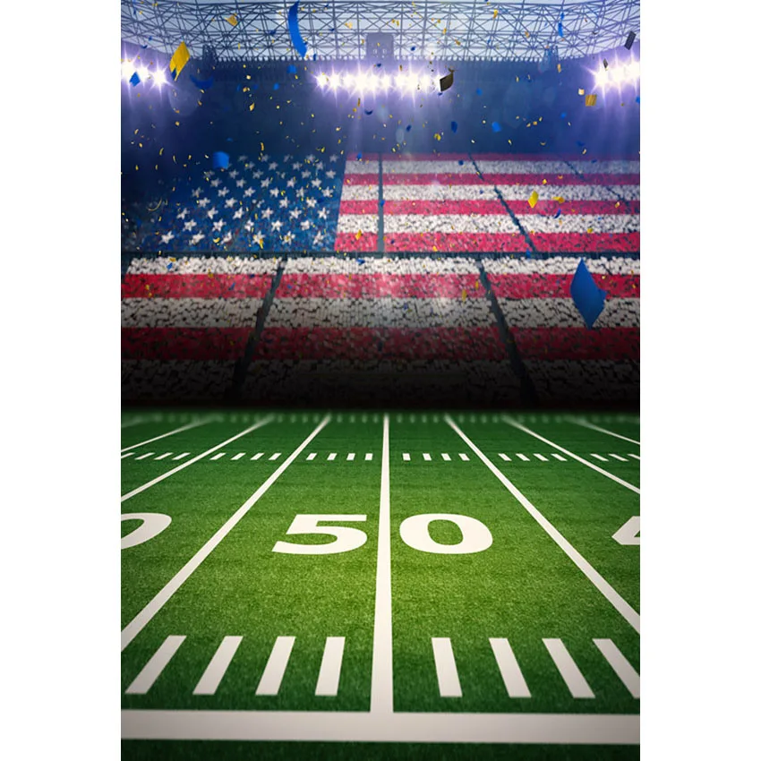 Vinyl Photography Background Football Field Backdrop American Flag