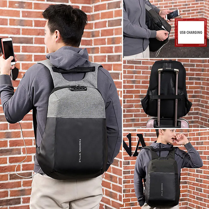 Противоугонный рюкзак с паролем, студенческий водонепроницаемый ударопрочный рюкзак для ноутбука, школьная сумка, мужская дорожная сумка XA142ZC