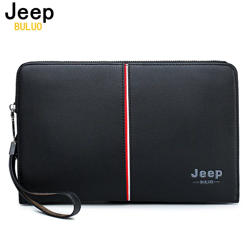Мужская клатч сумка jeep buluo черная ручная из спилковой кожи для телефона брендовая
