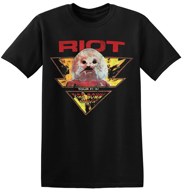 Riot T Shirt Cool Old Shirt Retro Black Classic Rock Band Tee Shirt 1-A-