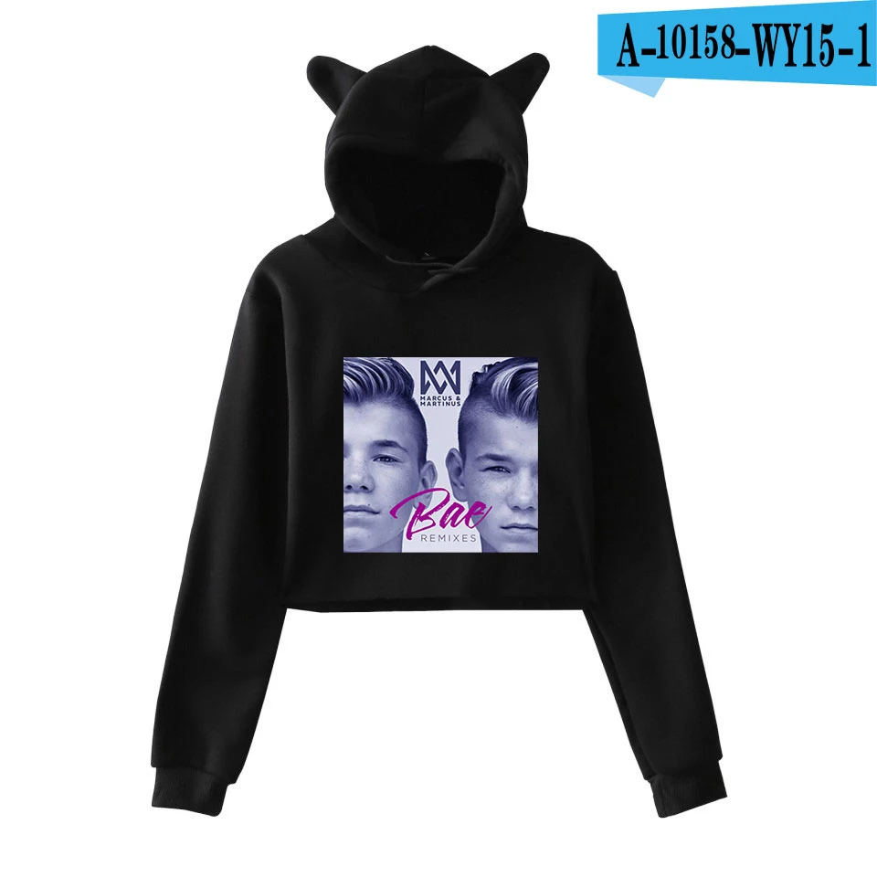 Frdun Tommy Marcus& Martinus Cat Ear Women Sexy Sweatshirt New Hoodies Long Sleeve Fashion Harajuku Kpop Casual Clothes - Цвет: black