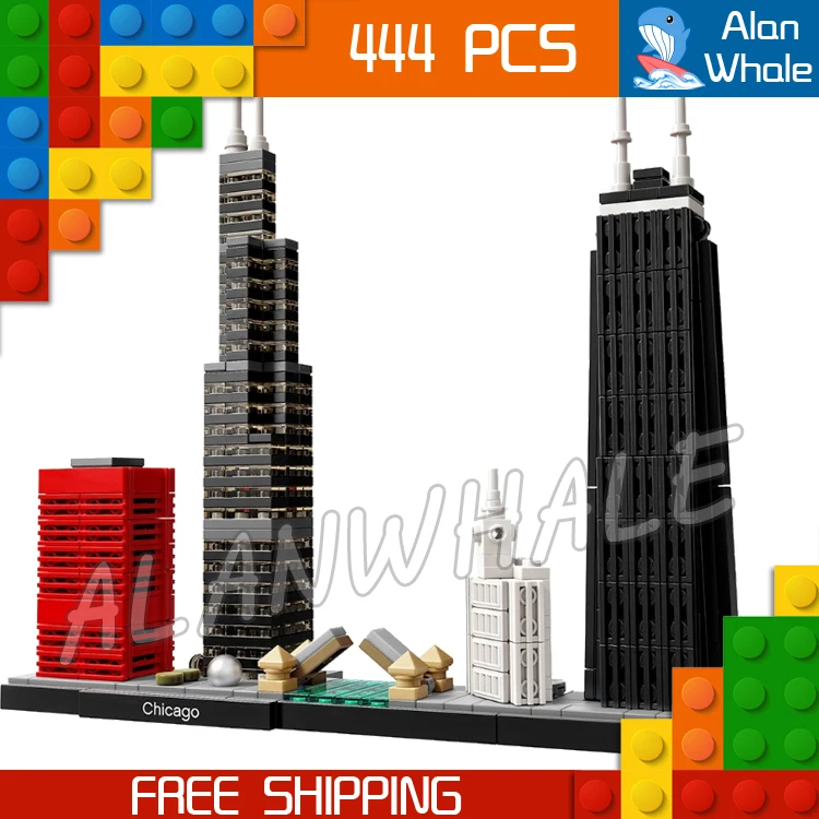 

444pcs Architecture Chicago Skyline Willis Tower Model Building Blocks 10677 Assemble Children Toys Bricks Compatible with Lego