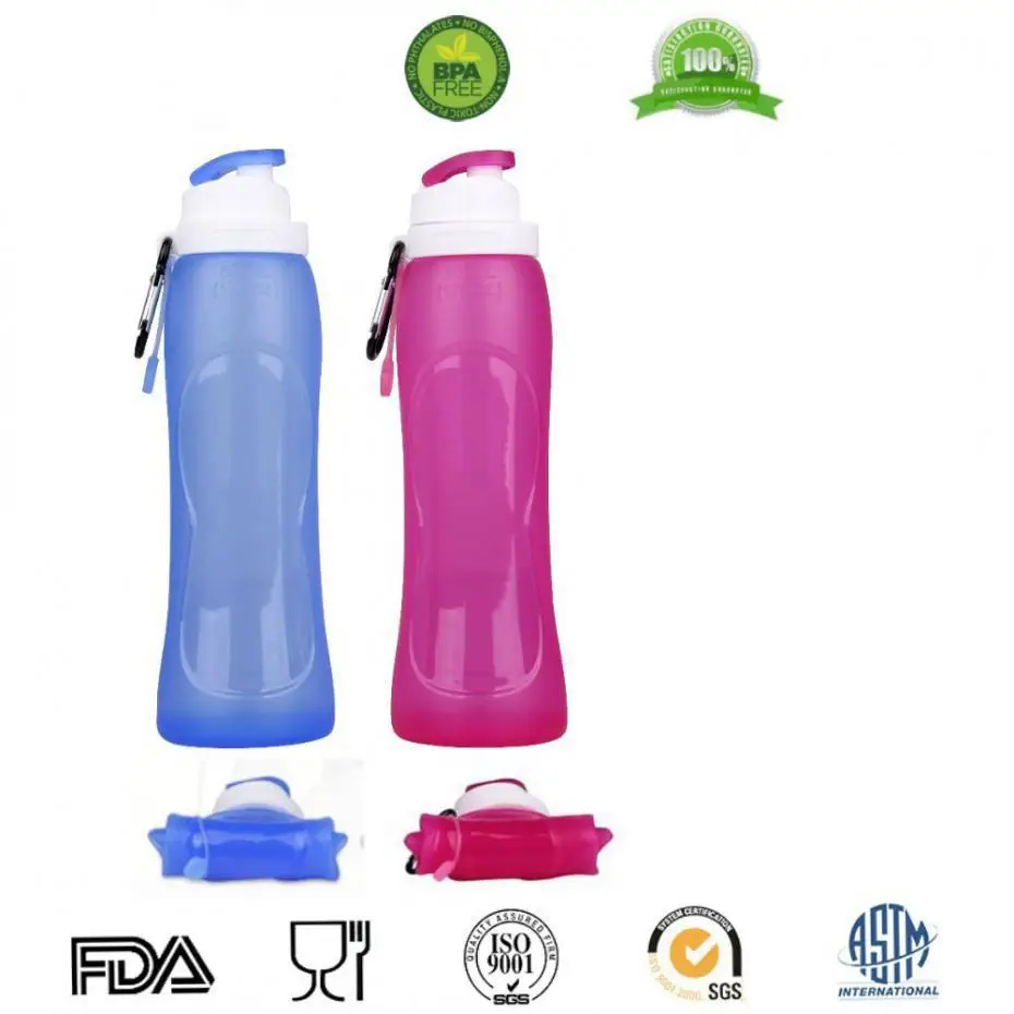 

500ml Silicone Foldable Water Bottle Collapsible Drinkware Travel Sport Camping Hiking Bottle Bike Water Bottle