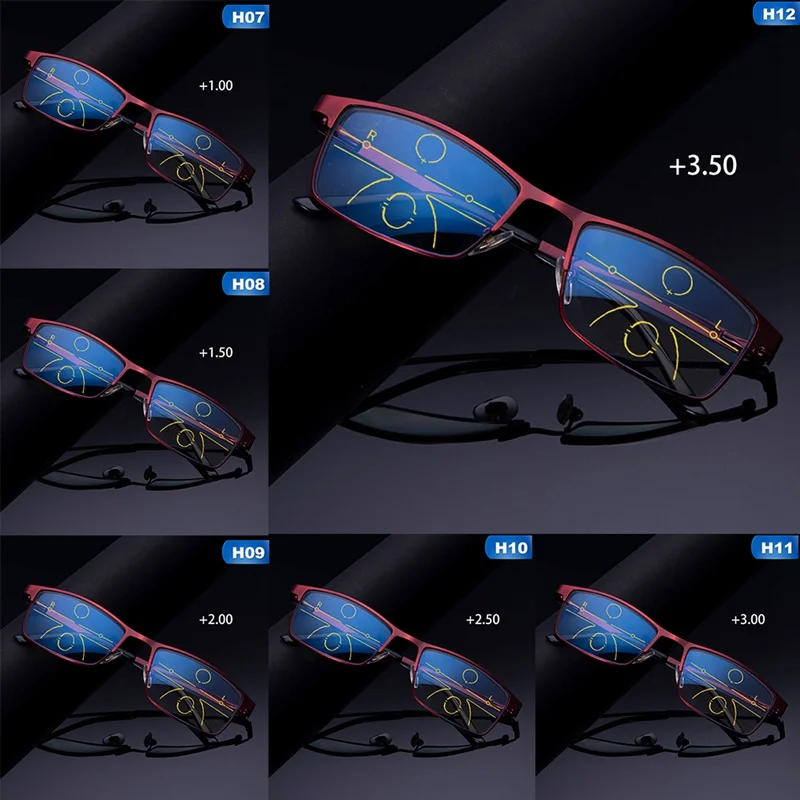 Полнорамочные очки с мультифокусом, прогрессивные линзы из смолы, дистанционные двойные прогрессивные бифокальные очки для женщин и мужчин, очки для чтения