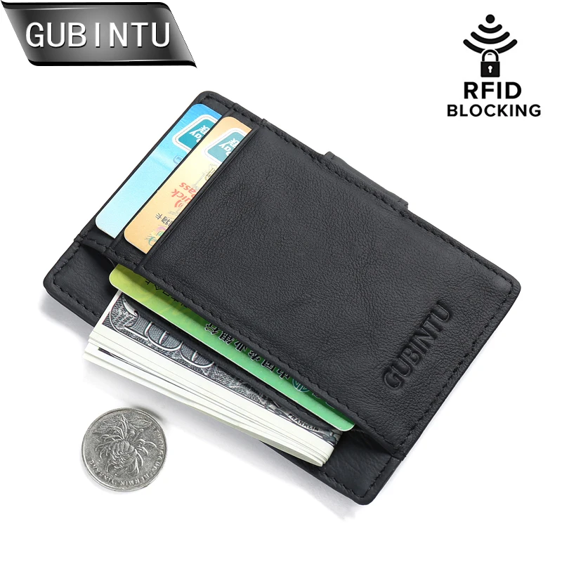 Men Leather RFID Magnet Money Clip Magic Wallet ID Window Front Pocket Holder