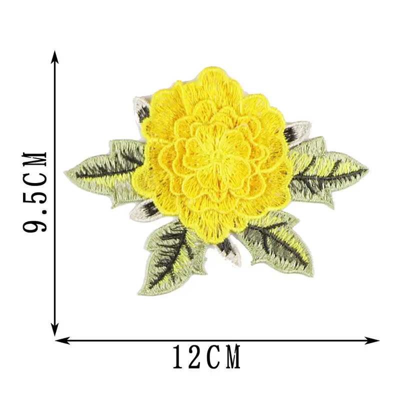 2 шт Пион нашивка цветы вышивка ткань аппликация на футболку свитер джинсы платье сумки нагрудные Одежда DIY Аксессуары 9,5*12 см - Цвет: Цвет: желтый