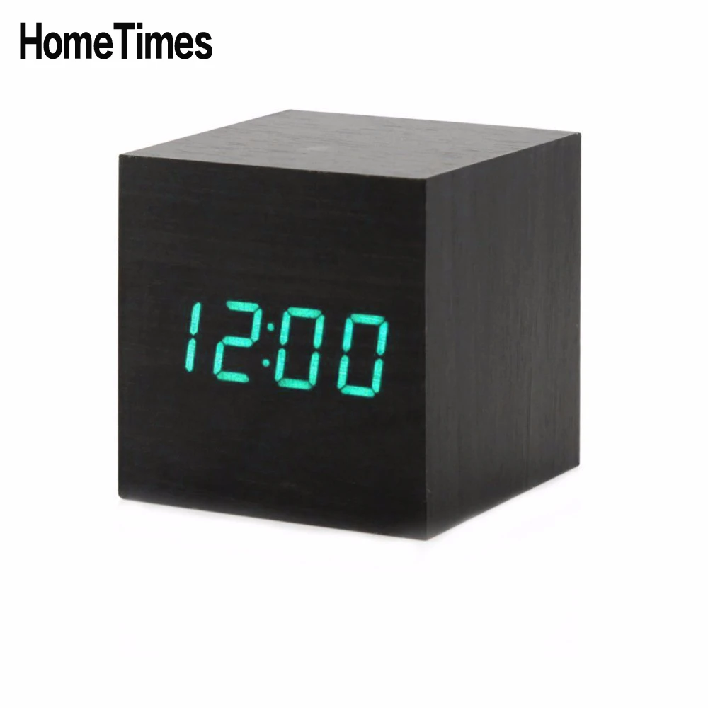 

New LED Wooden Alarm Clock Sound Control Digital Desktop Despertador Thermometer Calendar Temperature Home Smart Table Clock -FZ