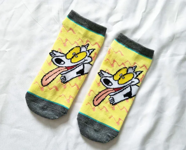 Современные носки с героями мультфильмов в стиле аниме Rocko's; Короткие повседневные летние женские носки с изображением собаки каваи; Милые Цветные Короткие носки из хлопка для пар