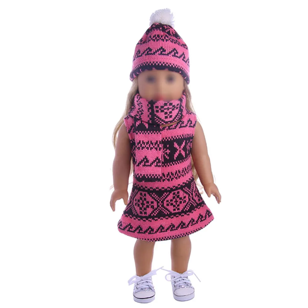 3pcs//set 18/" Girl Doll Clothes Accessory Hat,Sweater,Skirt for 18inch Dolls