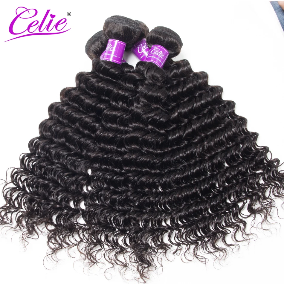 Human Hair Extensions Peruvian Deep Wave 4 Bundles