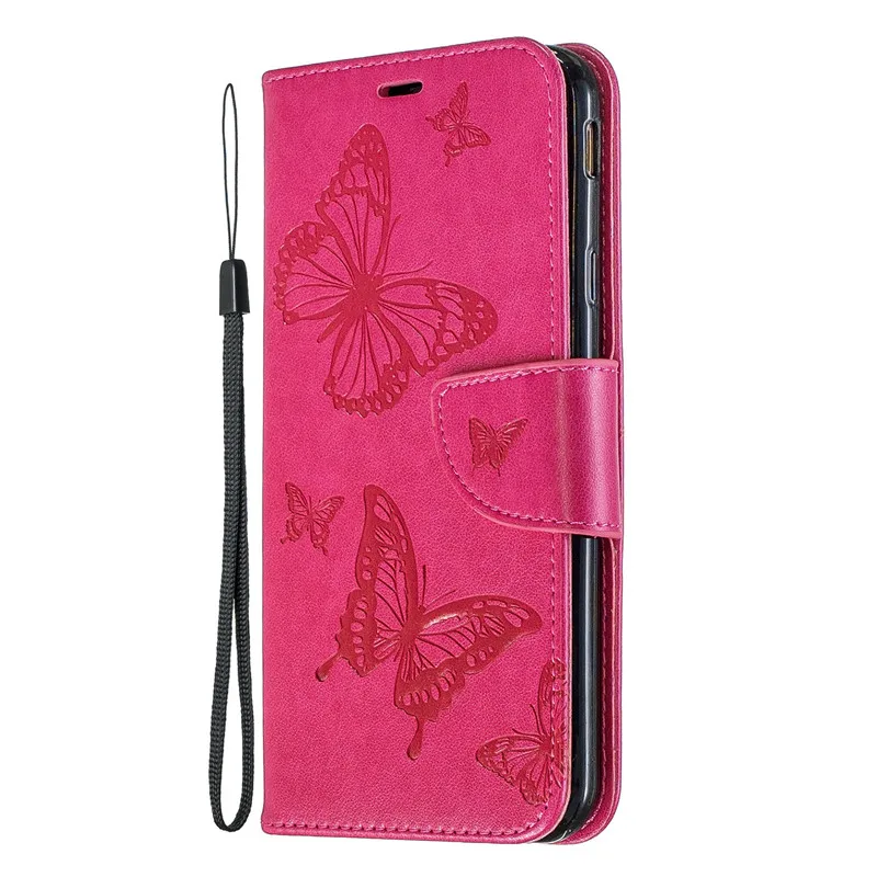 

For Samsung Galaxy J4 Plus Case Cover Embossed Butterfly Filp Stand PU Leather Wallet With Card Slot For Samsung Galaxy J4 Prime