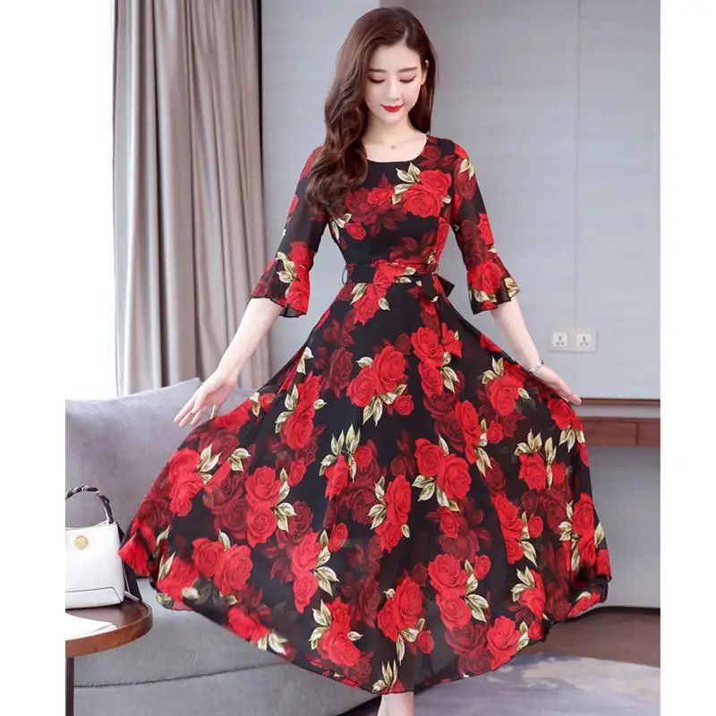 2019 جديد Yfashion المرأة الصيف الأزياء سليم الخصر ألف خط بوهيميا الساحرة أنيقة عارضة ماكسي اللباس Vestidos