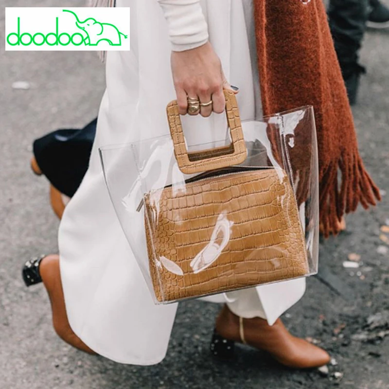 

2018 Women Summer Tote Bag PVC Clear Transparent Beach Bag Waterproof Large Capacity Handbag Designer Jelly Bag Sac A Main Bolsa