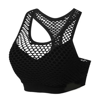 Mesh sports bra hollow out sport top seamless fitn