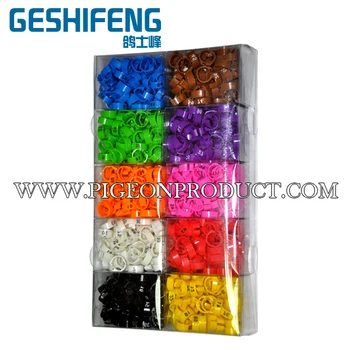 

1000pc free shipping Plastic clip Pigeon Ring in 10 colors 1-100