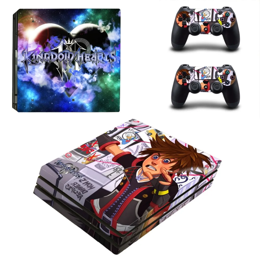 Наклейка на кожу Kingdom Hearts 3 PS4 Pro для консоли PlayStation 4 и 2 контроллера виниловая