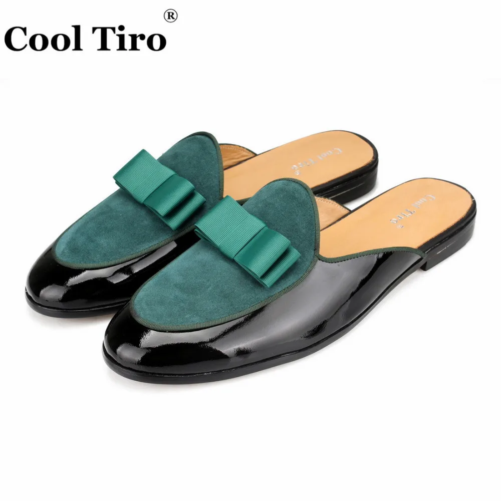 Green Suede Mules Slippers Bow (3)