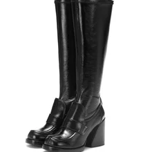 Модные стильные сапоги до колена из змеиной кожи в стиле панк; Брендовые женские полусапожки martin; цвет красный, черный; сезон осень-зима; зимние сапоги на высоком каблуке