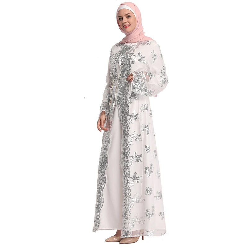 Сетка блесток кафтан abaya Турция Дубай мусульманский хиджаб платье Eid Абая для женщин Elbise Giyim Caftan Исламская одежда Рамадан Халат