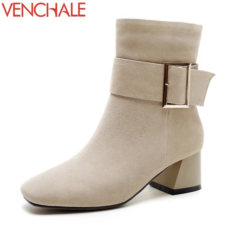 Suede angle boots VENCHALE 2017 Ankle high-end ank