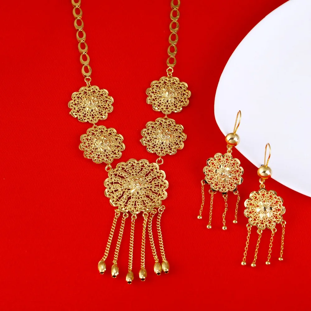 Золото Цвет Новый Мода Цепочки и ожерелья Серьги Африканский комплект ювелирных изделий Эритрея Эфиопский habesha свадьбы Африка ювелирные